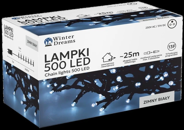 Extralink LED girlianda, 500 LED, 28 m, šaltai balta