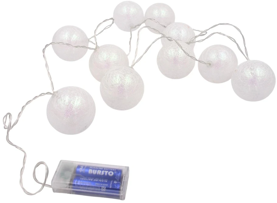 LED girlianda „Baltos burbuliukų lemputės“ (10 vnt.)