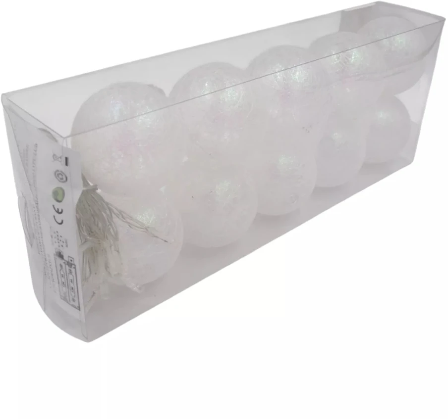 LED girlianda „Baltos burbuliukų lemputės“ (10 vnt.)