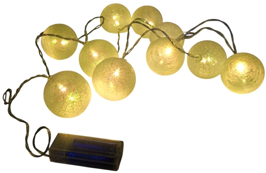 LED girlianda „Baltos burbuliukų lemputės“ (10 vnt.)