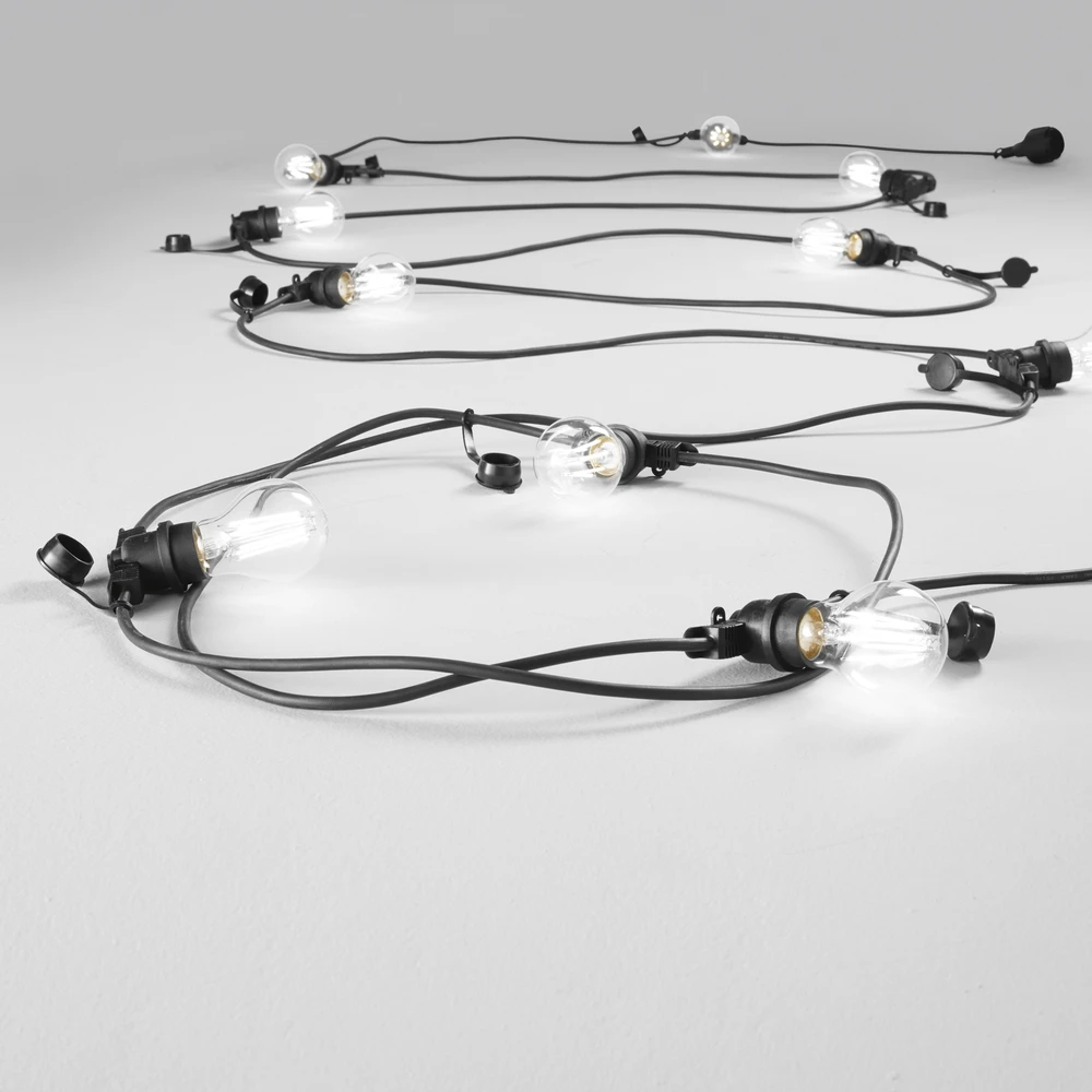 LED girlianda PICNIC, juoda, 10xE27, 10m