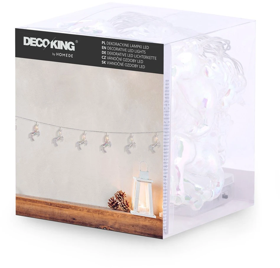 DecoKing LED girlianda Rainbow Pony, šiltai balta, 10 vnt