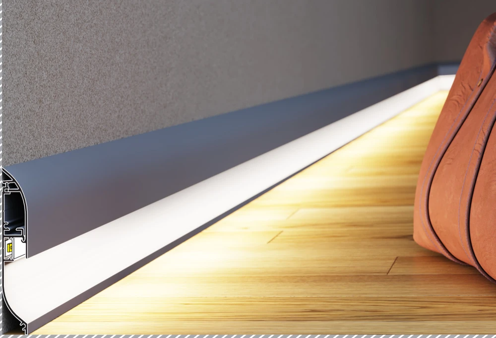 LED grindjuostės profilis SKIRT10 AC2/Q9, baltas, 3m