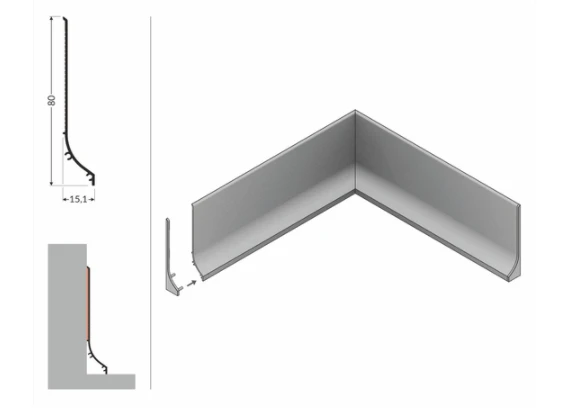 LED grindų apdailos profilis BASE, baltas, 3m