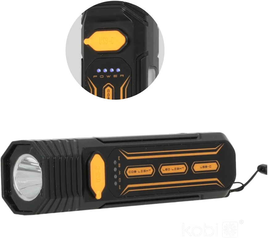 LED įkraunamas žibintuvėlis X-MPR 4, juodas, 6000K