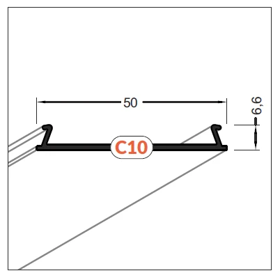LED juostos profilio dangtelis C10, baltas, 3m