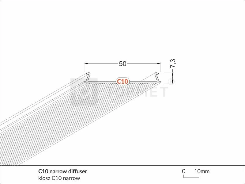 LED juostos profilio dangtelis C10 NARROW, 2m