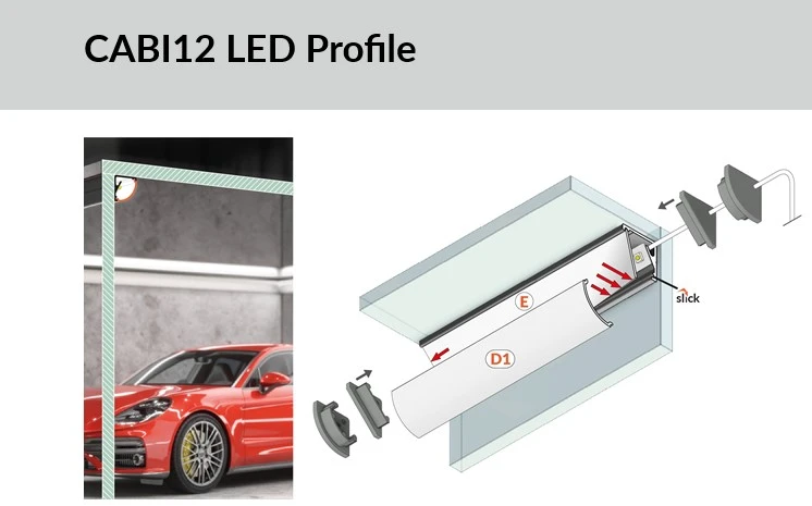 LED juostos profilio dangtelis D1 CLICK, baltas, 2m