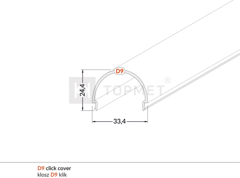 LED juostos profilio dangtelis D9 CLICK, baltas, 2m