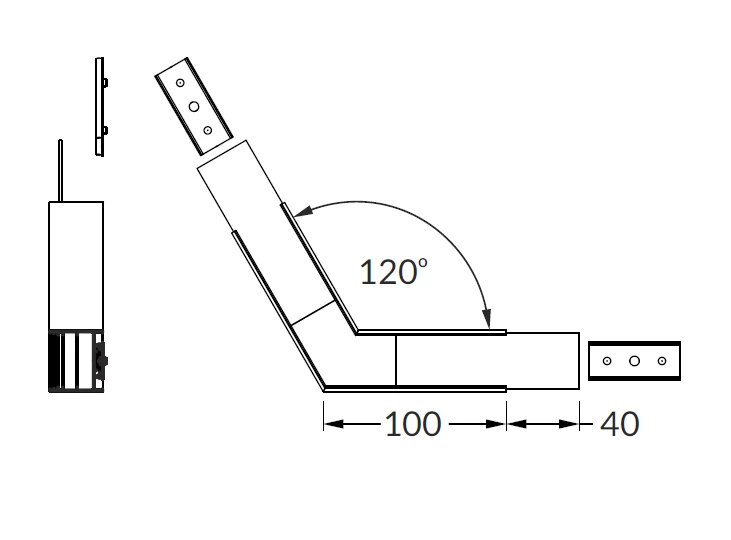LED juostos profilio VARIO30-02 120 laipsnių kampinis sujungimas, baltas
