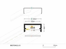 LED juostos profilis BEGTON12, baltai dažytas, 3m