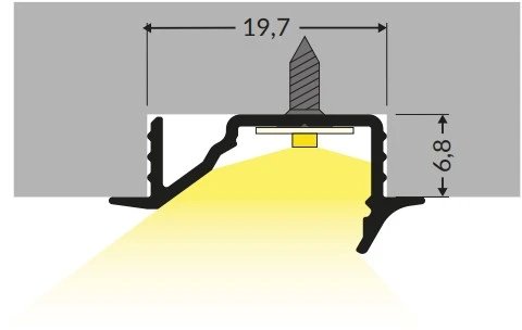 LED juostos profilis DIAGONAL10 C, baltas, 2m