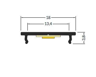 LED juostos profilis FIX12, 18mm pločio, anoduotas aliuminis, 2m