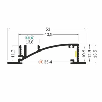 LED juostos profilis FLAT8 H/UX, juodas, 2m