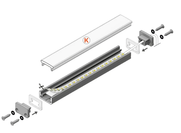 LED juostos profilis FLOOR8 K, anoduotas aliuminis, 2m
