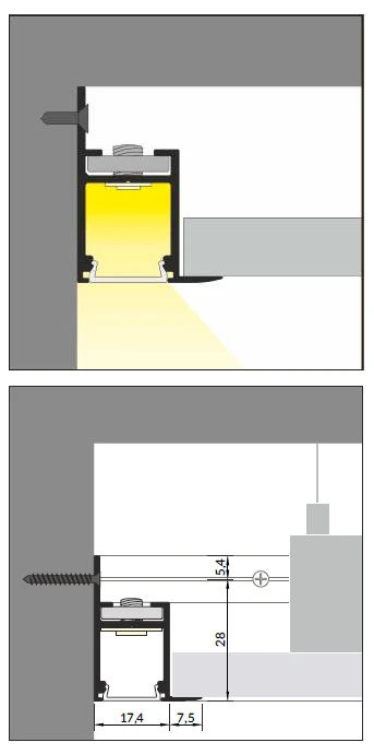 LED juostos profilis FRAME14 BC/Q, baltas, 2m