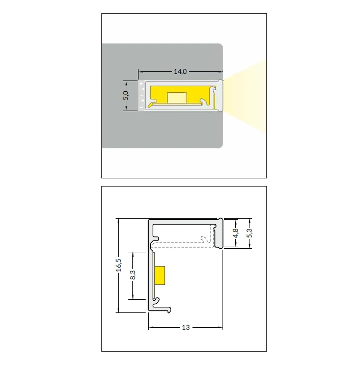 LED juostos profilis SLASH8, baltas, 3m
