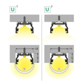 LED juostos profilis UNI12, baltai dažytas, 3m