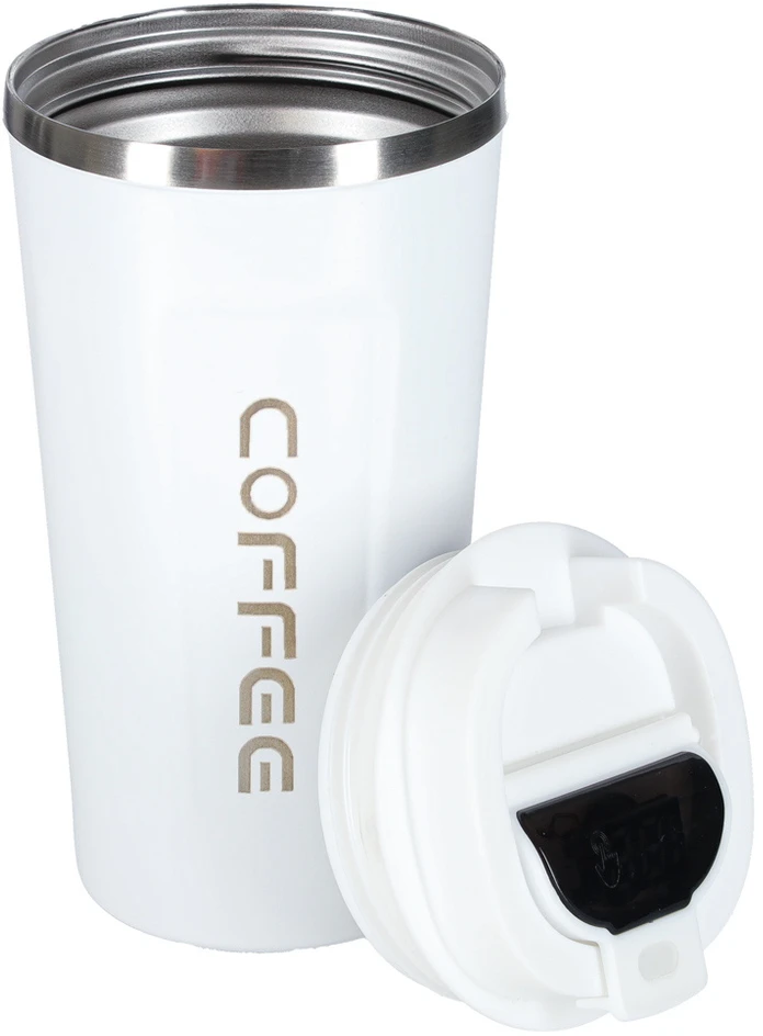 Ikonka LED kelioninis puodelis su kandikliu 500ml, baltas