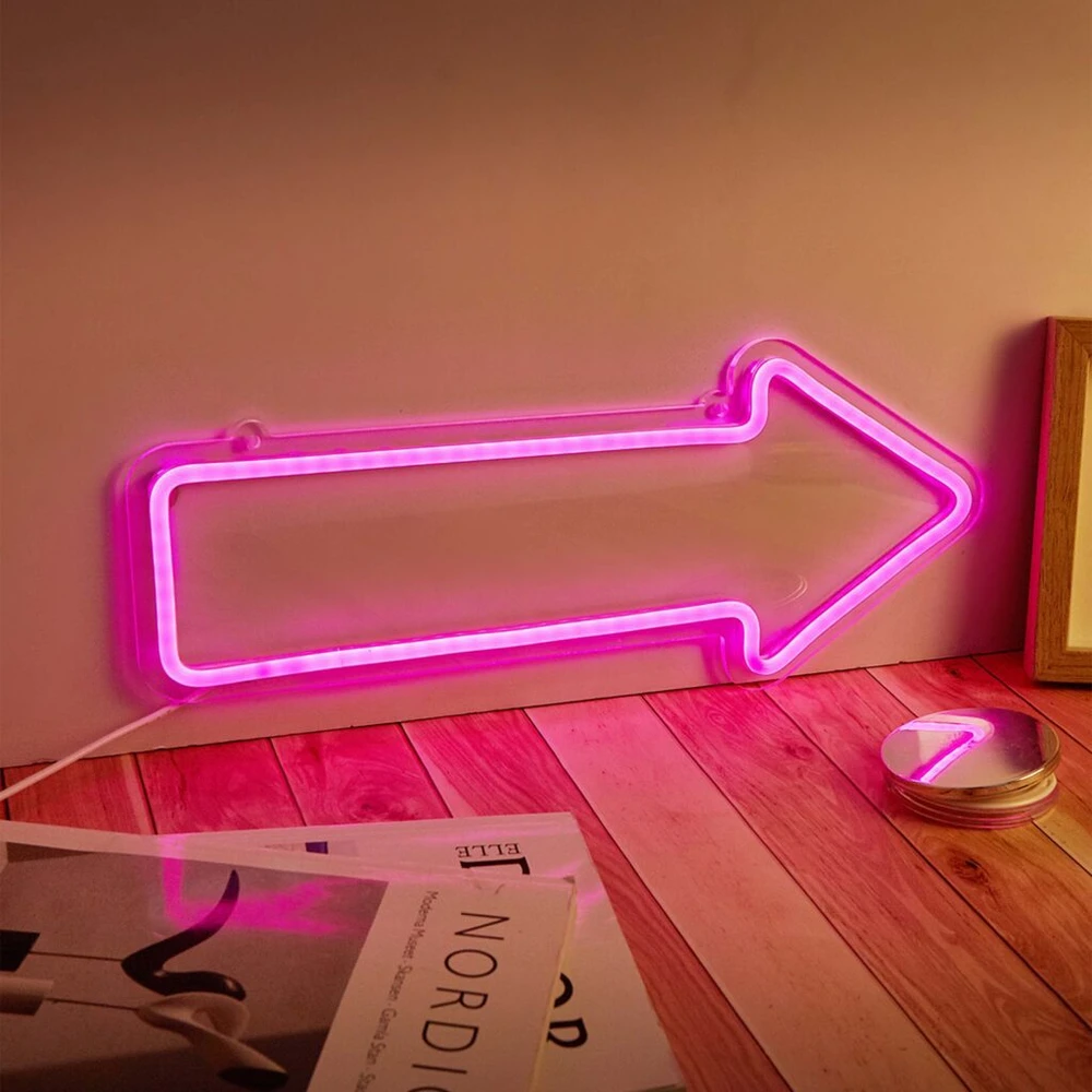 LED neoninis šviestuvas rodyklės formos Manta Arrow Style, rožinis