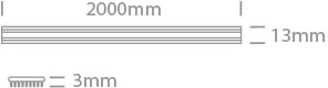 LED pagalbinis profilis šilumos išsklaidymui, 2m, 7900/W, tinka LED juostoms iki 12mm pločio