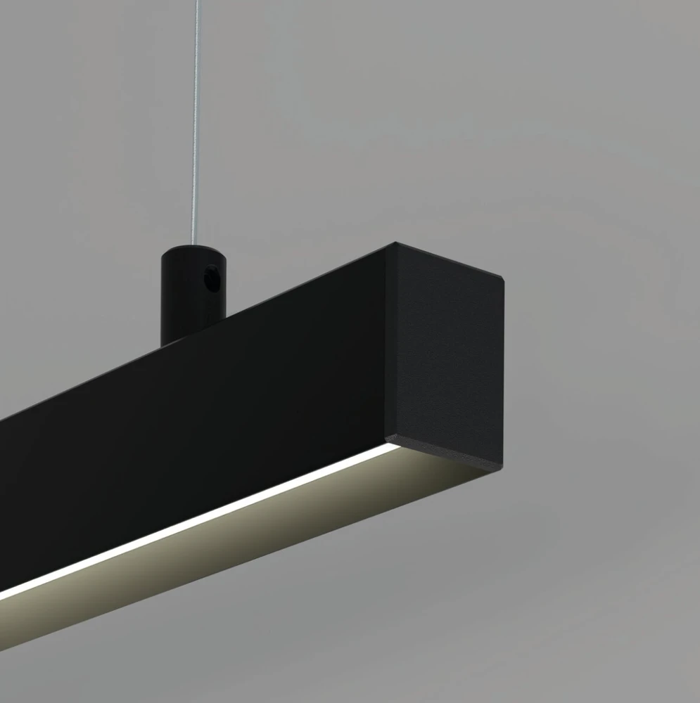 LED paviršinis/pakabinamas profilis PDS-ZMG, juodai anoduotas, 3m