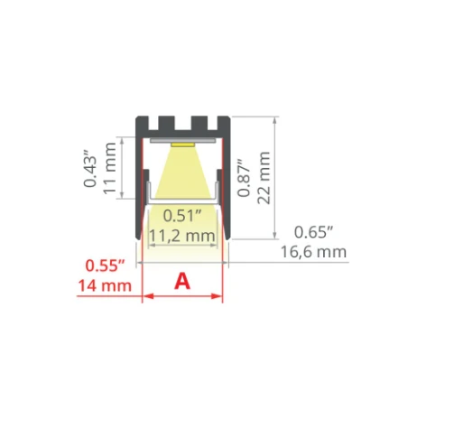 LED paviršinis/pakabinamas profilis PDS-ZMG, juodai anoduotas, 3m