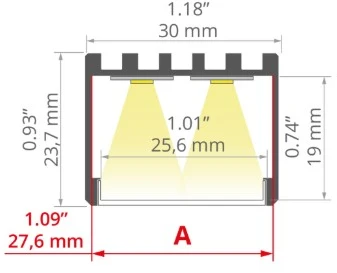 LED paviršinis profilis 3035-O, anoduoto sidabro sp., 3m