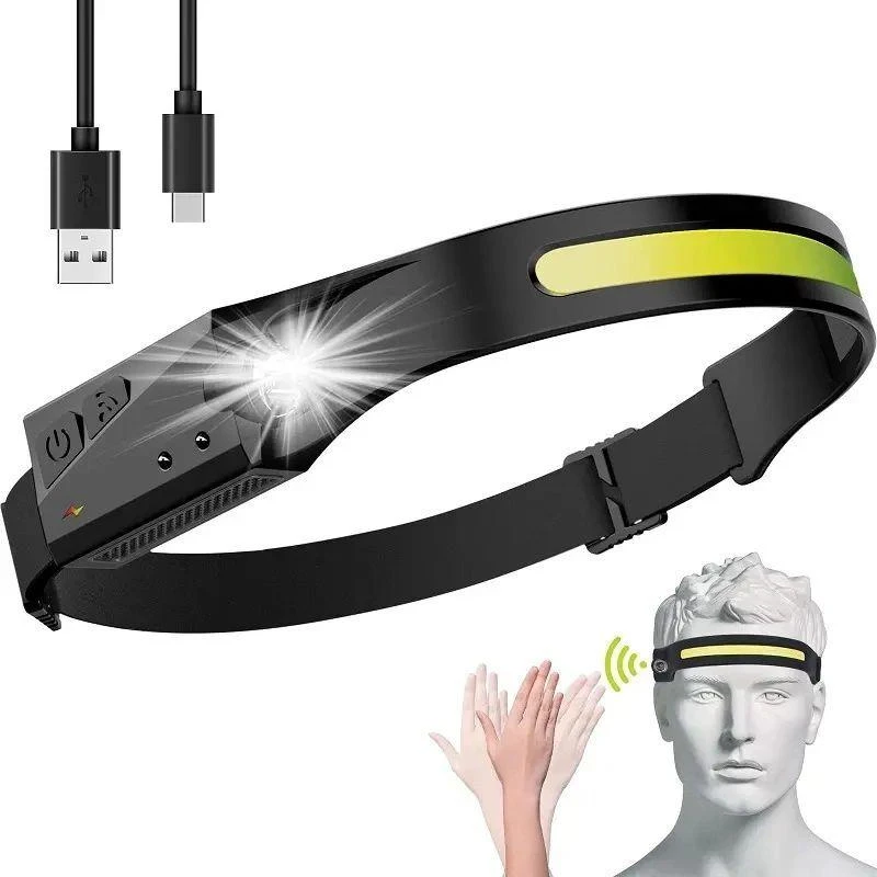 Hurtel LED priekinis žibintas su IPX4 judesio jutikliu USB-C 1200 mAh - juodas