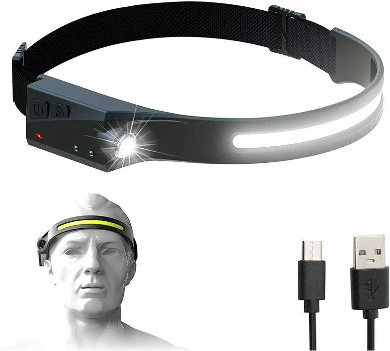 Hurtel LED priekinis žibintas su IPX4 judesio jutikliu USB-C 1200 mAh - juodas
