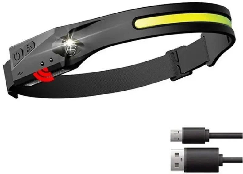 Hurtel LED priekinis žibintas su IPX4 judesio jutikliu USB-C 1200 mAh - juodas