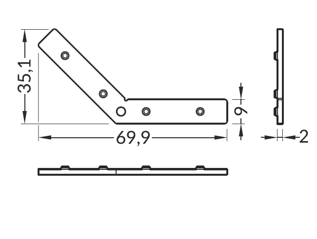 LED profilio 135 laipsnių kampinis sujungimas Q9