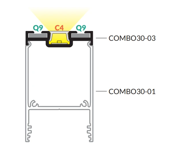 LED profilis COMBO30-03, neanoduoto aliuminio sp., 3m