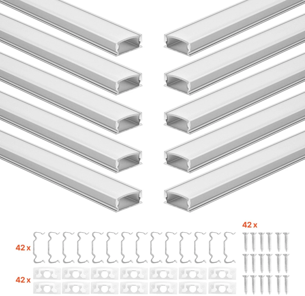 Vevor 10 vnt. 2 m U formos LED aliuminio kanalas