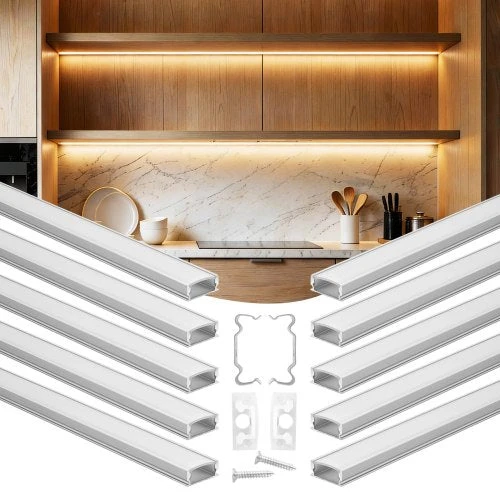 Vevor 10 vnt. 2 m U formos LED aliuminio kanalas