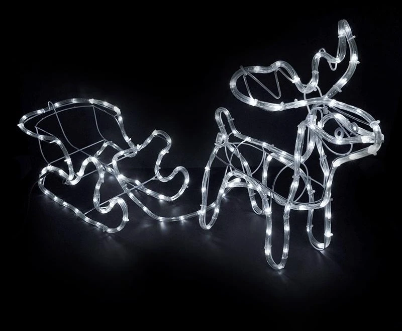 LED šviečianti elnių ir rogių dekoracija – 120 cm