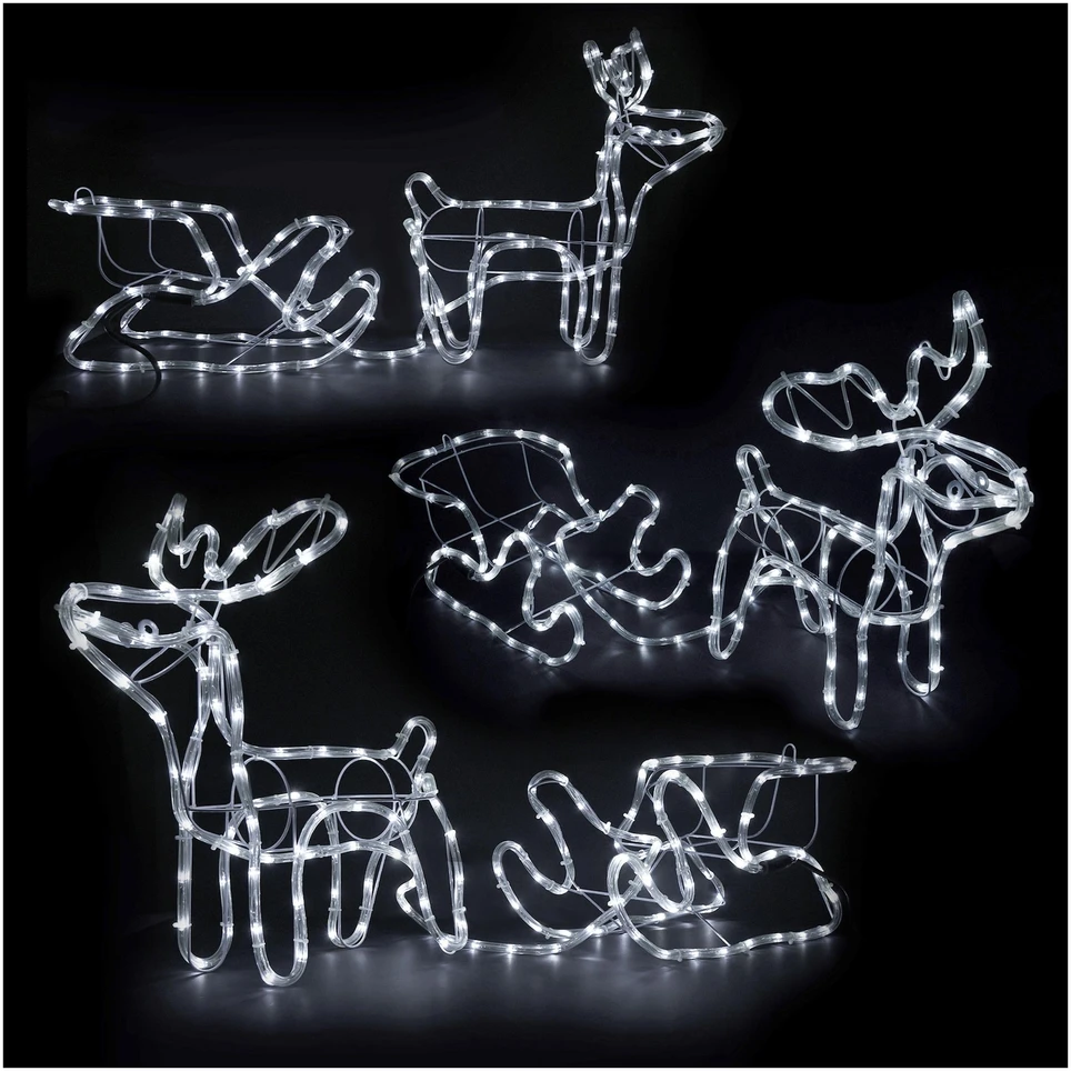 LED šviečianti elnių ir rogių dekoracija – 120 cm