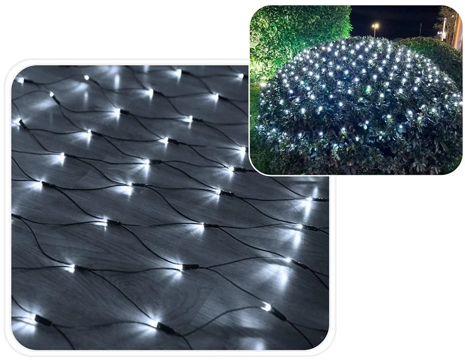 LED švieselių užuolaida–tinklas 320 LED, 3x2 m, šaltai balta