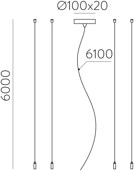 Pakabinamas šviestuvas LED šviestuvo ISIA pakabinimo rinkinys, juodas, 6m, PUSH/DALI, 81CON34536NDP