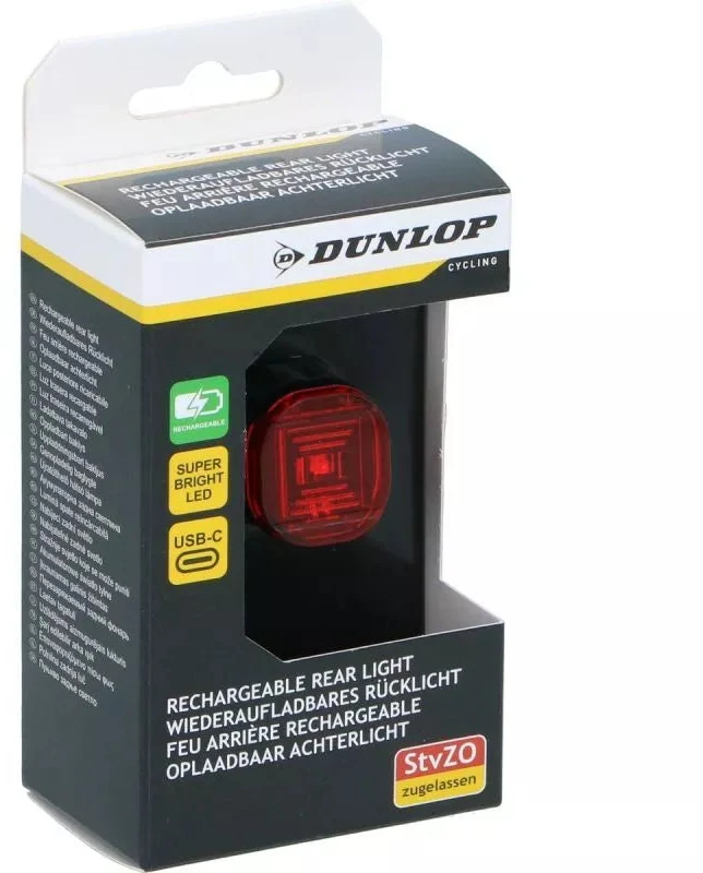 LED USB-C Dviračio Galinis Žibintas Dunlop Sertifikuotas