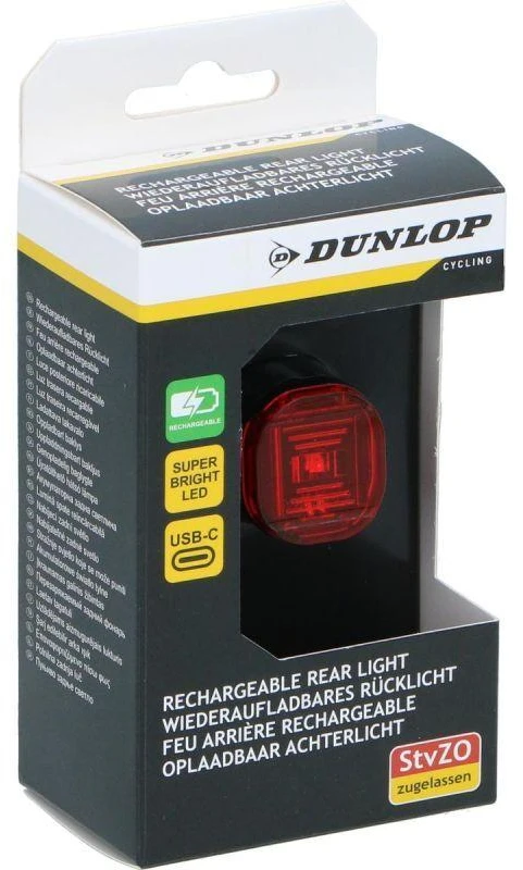 LED USB-C Dviračio Galinis Žibintas Dunlop Sertifikuotas