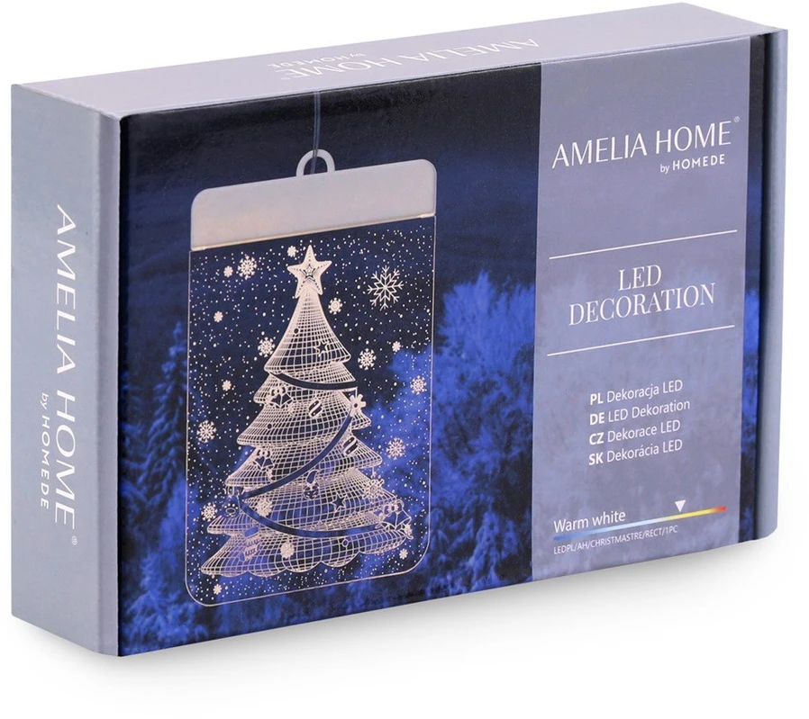 AmeliaHome LED vitražas — kalėdinė eglutė (stačiakampė)