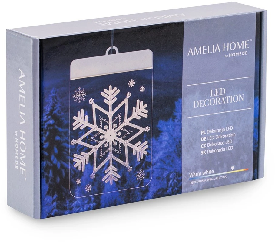 AmeliaHome LED vitražas Snowball, stačiakampis (1 vnt)