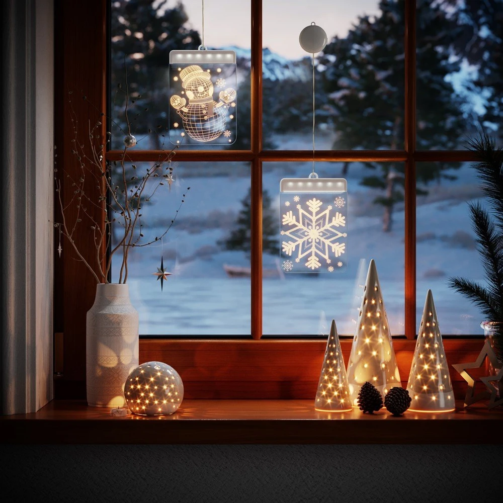AmeliaHome LED vitražas Snowball, stačiakampis (1 vnt)