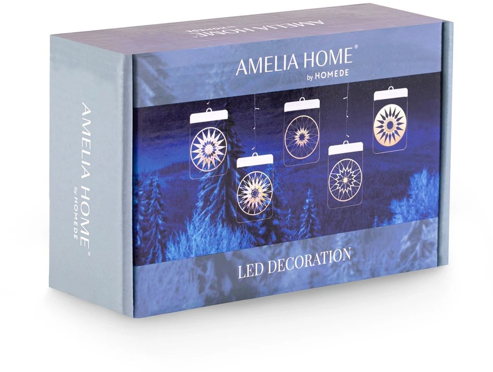 AmeliaHome LED vitražo mandala, stačiakampių formų rinkinys, 5 vnt
