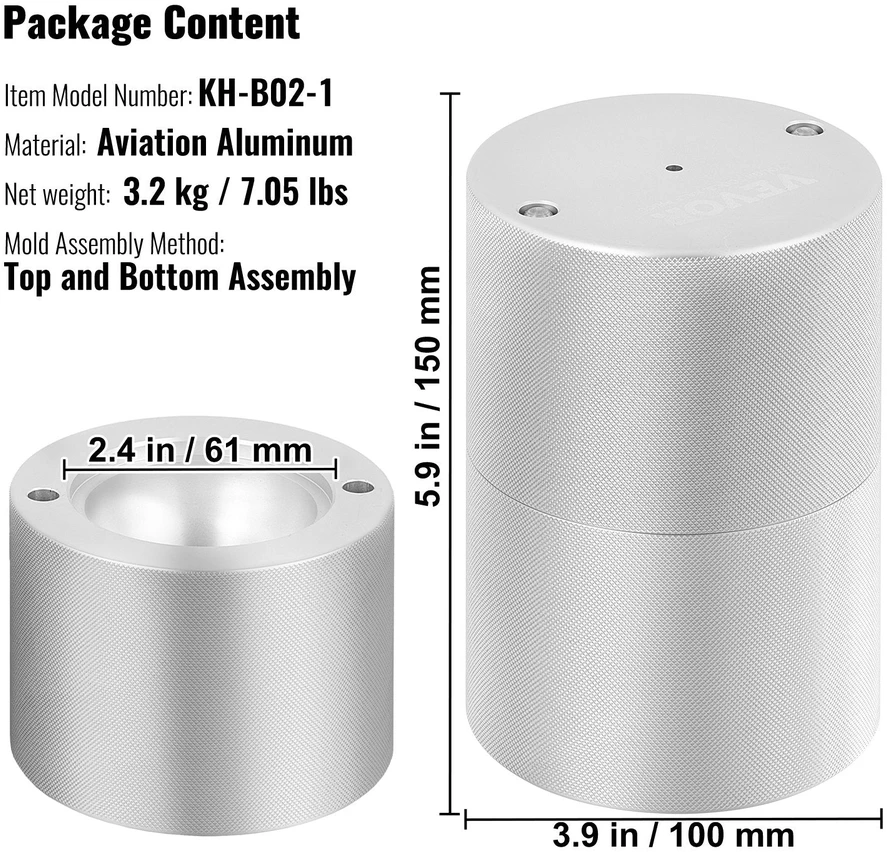 VEVOR ledukų presas 60 mm burbulo formos