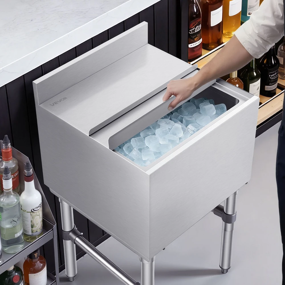 Vevor Komercinė ledo dėžė 46,7 l, nerūd. plieno