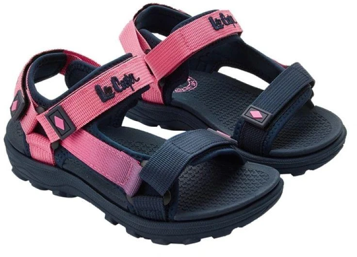 Lee Cooper mergaičių basutės su lipukais vasaros paplūdimiui, tamsiai mėlynos su rožine