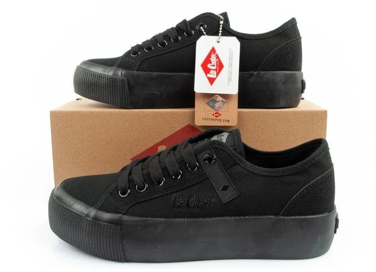 Lee Cooper moteriški audinio platforminiai kedai, juodi