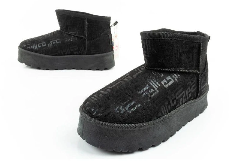 Lee Cooper moteriški juodi žiemos aulinukai su kailio pamušalu, madingi